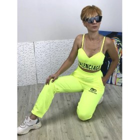 Resim Tu Estilo Balencıaga Neon Sarı Büstiyerli Eşofman Takımı 