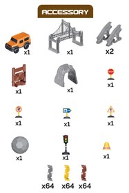 Resim Kayyum Oyuncak İnşaat Tracks 192 Parça İnşaat Temalı Hareketli Raylar Araçlı Köprülü 