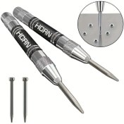 Resim 1 adet/2 adet Süper Güçlü Alaşımlı Tungsten Çelik Uçlu Otomatik Merkez Zımba - Ahşap İşleri ve İşaretleme için Ayarlanabilir Yaylı Yüklenmiş Metal Matkap Aleti 