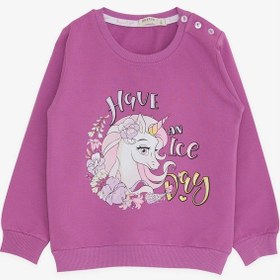 Resim Breeze Kız Çocuk Sweatshirt Unicorn Baskılı 2-6 Yaş, Eflatun 