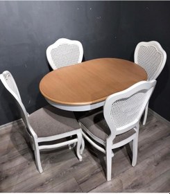 Resim Masifart 100 cm Oval Açılır Baba Ayak Masa + 4 Sandalye Takımı 