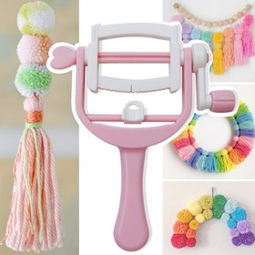 Resim Pembe Mini Tassel Maker, Taşınabilir Pom Pom Örgü Aleti, Tassel Zanaat Makinesi DIY Takı ve Ev Dekoru için, Kolay Kullanım 