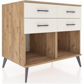 Resim Kronos Şifonyer 4 Çekmeceli 88x59x80 Çam-antrasit/aytaşı Antrasit/aytaşı 