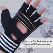 Resim Nefes Alabilen Yarım Parmak Boks Eldivenleri, Kalınlaştırılmış Arkadan Koruma, Yıkanabilir Antrenman Eldivenleri Erkek ve Kadınlar İçin, Genişletilmiş ve Genişletilmiş Bilek Kayışı ile Daha İyi Tutuş ve Güç 