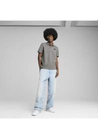 Resim Puma Essentials No 1 Logo Pique Erkek Gri Polo Yaka Tişört Gri 