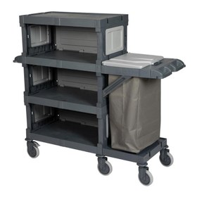 Resim UTP Professional AC2418 Alfacart 3 Katlı Kat Arabası, 1 Çöp Bölmeli, 161x57x145 cm 