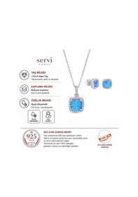 Resim Servi 925 Ayar Gümüş Aqua Opal Set-37 