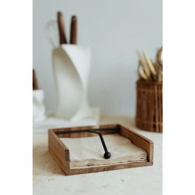 Resim Dekorz Dükkan Akasya Kare Peçetelik(Siyah Demir Detaylı) 