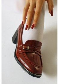 Resim Luba Bordo Rugan Toka Detaylı Kısa Topuklu Günlük Ayakkabı 001 