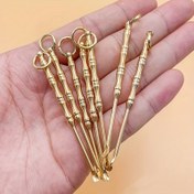 Resim 5 Adet El Yapımı Saf Pirinç Kulak Temizleme Kaşığı - Anahtarlık Halkalı Mini Kulak Tırmığı Tasarımı, Güvenli Kulak Temizliği için Dayanıklı Bakır Diş Çöpü, Kulak Kiri Temizleme Aracı 