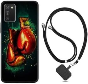 Resim kilifland Samsung Galaxy A03s ile Uyumlu Kılıf Silikon Desen Boyun Askılı Boks Eldiveni 1763 