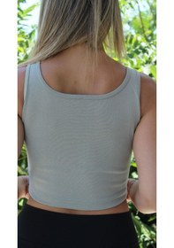 Resim Afri Kadın Gri Basic Ribana Atlet Crop Likralı Spor Üst Gri 