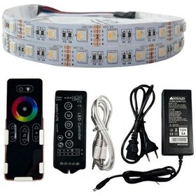 Resim Dokunmatik Müzik Kontrollü Rgbww Şerit Led Set 5050 Ledli 3çipli 12volt 5metre 