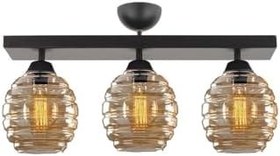 Resim Lambadar Modern Bal Camlı Model Üçlü Dikdörtgen Plafonyer Avize Salon Mutfak Yatak Odası Hol Siyah3Dik Tek Ebat 30 X 30 3551-3Blkdik-2046B62 