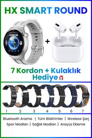 Resim SEYUTECH HX Smart Round Akıllı Saat 7 Kordon ve Bluetooth Kulaklık Hediyeli 