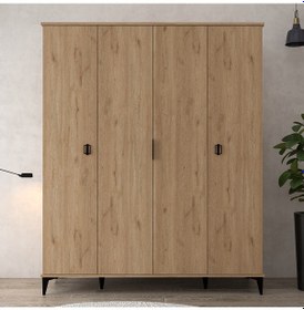 Resim 6401 Neva 4 Kapılı 200 Cm Gizli Çekmeceli Gardırop , Elbise Dolabı , Genç Odası Sepet 