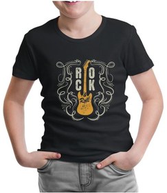 Resim Rock 'N Roll Guitar Siyah Çocuk Tshirt 