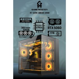 Resim F7 Lite Argb RTX5060 R7 5700X Cpu 32GB Ram 1tb M.2 RTX5060 Argb Sıvı Soğutuculu Gaming Pc 