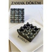 Resim ModaCar Kapaklı Zamak Döküm Kare Küllük Metal Kül Tablası - Kafe Küllüğü SARI-KAHVE 