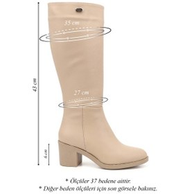 Resim Gönderi(R) Kadın Fermuarlı Kalın Topuklu Çizme Dkzc74835760 Bej 