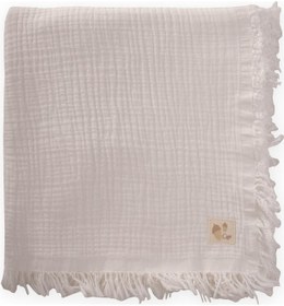 Resim Cigit Dört Kat Püsküllü Battaniye 80x120 Cm Ekru Ekru 