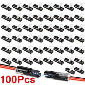 Resim 100 Adet D-FLIFE Ağır Hizmet Tipi Kilitli Fiş Bağlantı Elemanları - 2 Pinli 2 Yollu Düşük Voltajlı Kablo Bağlantı Elemanları, Kilitli Tokalı, AC Güç, LED ve Sistemlerle Uyumlu (Elektronik Yok) 100'lü Paket 