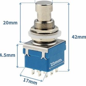 Resim 3PDT On/On/Off 3lü Anahtar AC 250V 3A 9 Pin Switch Anlık Basmalı Buton Ayak Pedal Elektro Gitar Efekt Kutusu Mandallama 