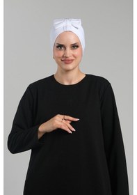 Resim Hürrem Bone Beyaz Pratik Hazır Geçmeli Fiyonklu Bone Sandy Çift Taraflı Çapraz 3007b 42 Beyaz 
