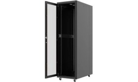 Resim Ager 22U 600X1000MM Dikili Tip Siyah Kabinet Vega AG-VB22U6010S1 Cam Kapak 