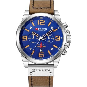 Resim Curren/karien 8314 Erkek Saati Spor Altı Pimli Kuvars Saat Takvim Erkek Saati Su Geçirmez Kemer Saati Whiteshellblue Titanyum 