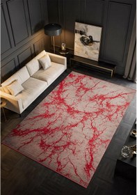 Resim Art At003j Kırmızı Halı Modern Desen Triko Akrilik Viskon Boyama Yüksek Sıklık Ipek Serisi-761 Kırmızı 