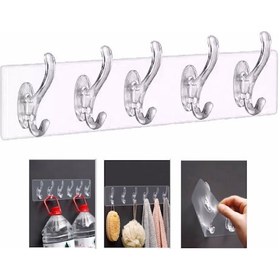 Resim Yapışkanlı Şeffaf Duvar Askısı Banyo Mutfak Düzenleyici Askı 5 Li Çok Renkli 