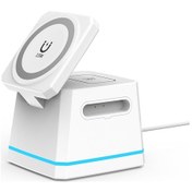 Resim H49 3'ü 1 Arada Çok Fonksiyonlu Manyetik Kablosuz Şarj Cihazı Beyaz 