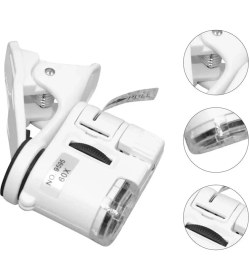 Resim 60X Mini Cep Telefonu Için Mandallı Mikroskop Uv Ledli Büyüteç Model AL2431 