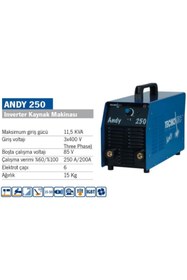 Resim Habib Makina Tecnomec Andy 250 250 Amper Inverter Kaynak Makinası 
