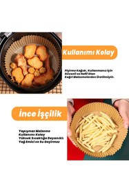 Resim LİRAZON 50 Adet Airfryer Pişirme Kağıdı Hava Fritözü Xiaomi Philips Yağsız Tefal Kumtel Mi Kağıt 