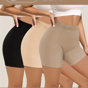 Resim Kadınlar için 3 adet Şık Yüksek Bel Şort - Yumuşak, Nefes Alabilen, Düğüm Olmayan, Dantel Kenarlı, Orta Destek, S-XXL, Rahat İç Çamaşırı | Şık Bel Bandı | Nefes Alabilen Kumaş 