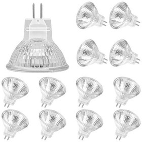 Resim 12 Adet Mr11 Halojen Ampuller Gu4 Halojen Lamba 12v 20w Mr11 Gu4 Kısılabilir Ampul Cam Kapak Tavan Lambası İçin 2 Pin Halojen Ampul 2700k Sıcak Beyaz 
