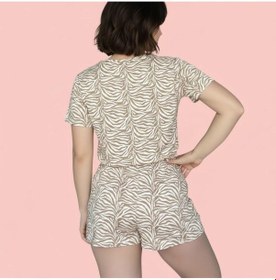 Resim Merlot T-shirt Şort Örme Pijama Takımı Kahverengi 