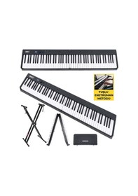Resim Midex PLX-100BK-ST Taşınabilir Dijital Piyano Tuş Hassasiyetli 88 Tuş Bluetooth Şarjlı (STAND Sustain Kulaklık Çanta Metod) 