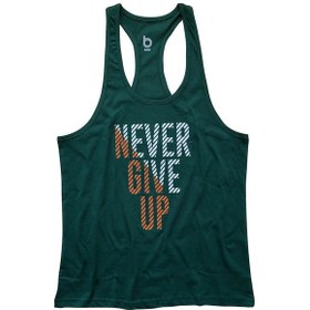 Resim Bluu Fitness Gym Tank Top Sporcu Atleti Never Give Up Yeşil 