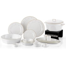 Resim Koleksiyon Mıslına Yemek Takımı 122 Parça Altın Gri Çiçek 31000035952 