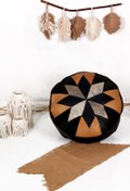 Resim Ottoman Pouffe İskandinav El Yapımı Hakiki Kuzu Derisi Bohem Bahçe Balkon Bungalov Puf Minder 60x30cm(DOLGULU) 
