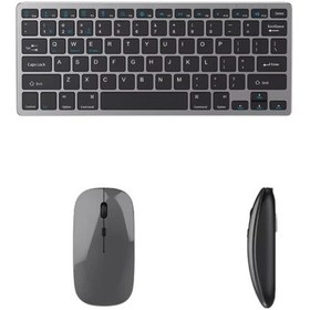 Resim Bluetooth 2.4g Destekli Kablosuz Klavye Mouse Seti Şarj Edilebilir 