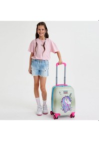 Resim Coral High Kids Pembe Gümüş Unicorn Desenli Çocuk Valizi 16728 