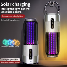 Resim 1200mAh USB Şarj Edilebilir Sinek Öldürücü Lamba Güneş Şarjı ile - 3 Zaman Ayarı, Taşınabilir İç Mekan Böcek Zapper Ev ve Yurt için, ABS Malzeme, Verimli Sinek Kovucu Yaz Kampı, Kamp Aksesuarları 