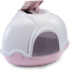 Resim İmac Ginger Kapalı Kedi Tuvaleti Beyaz/Pembe 52x52x44.5 Cm 