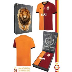 Resim Galatasaray 2024/2025 Parçalı İç Saha Taraftar Forma Gs Aslan Baskılı Hediyelik Ahşap Kutulu Sarı - Kırmızı 