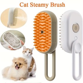 Resim MIQOQUANJI 3'ü-1 Arada Şarj Edilebilir Kedi & Köpek Buhar Fırçası - Silikon Kıllar, Ergonomik Sap, Etkili Tüy Alma ve Bağ Kurma için Masaj Bakım Tarağı, USB ile Çalışan Pet Tüy Temizleme Aracı, Köpek Tüyü Çıkarma Aracı, Rahat Tutuşlu Sap, Dayanıklı Yapı 