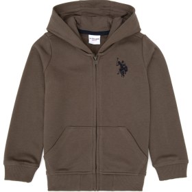 Resim U.S. Polo Assn. Erkek Çocuk Vizon Fermuarlı Kapüşonlu Sweatshirt 50316706-VR052 